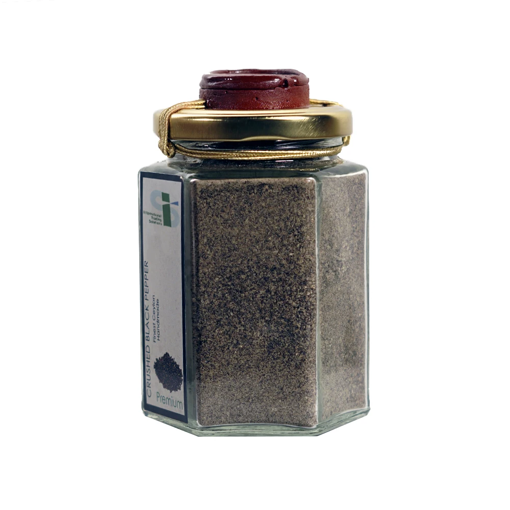 High Quality Wholesale One Year Warranty Glass Jar Premium Crushed Black Pepper Origin From Sri Lanka