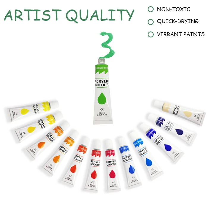 Multi-surface Art Craft DIY Painting 12 Colors Art Primary Acrylic Paint