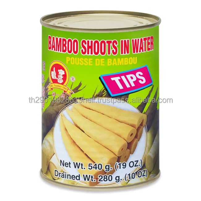 Mr. Number One Brand Preserved Vegetables High Quality Bamboo Shoots in Water 540 G Product Wholesale From Thailand