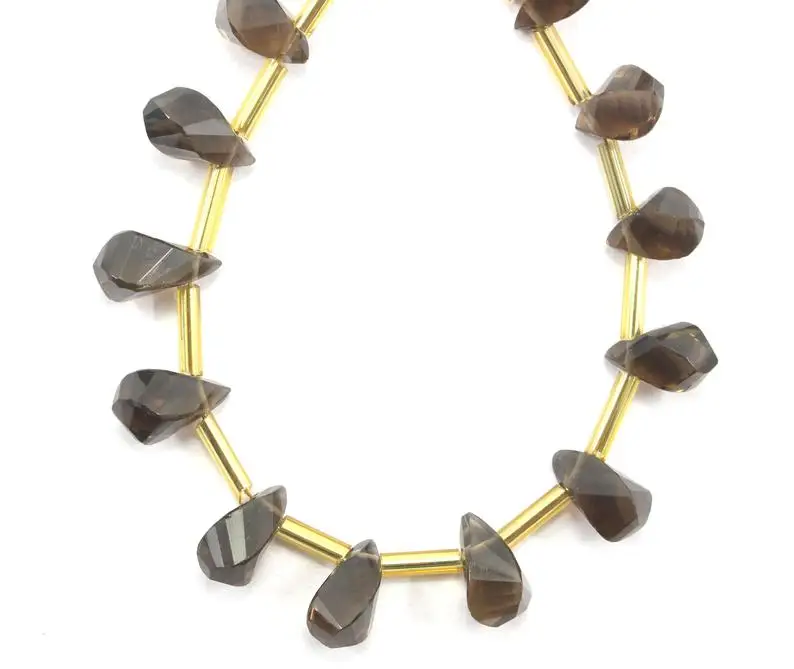 Natural Smoky Quartz Gemstone 22 Pieces Twisted Teardrop Shape Briolette Beads for Jewelry Making 2020 Popular