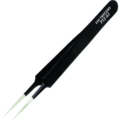 Static dissipative black-coated tweezers Black-Coated