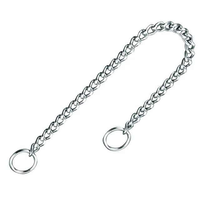 Durable Steel  Metal Welded Flat Link Dog Choke Chain Collar For Pet