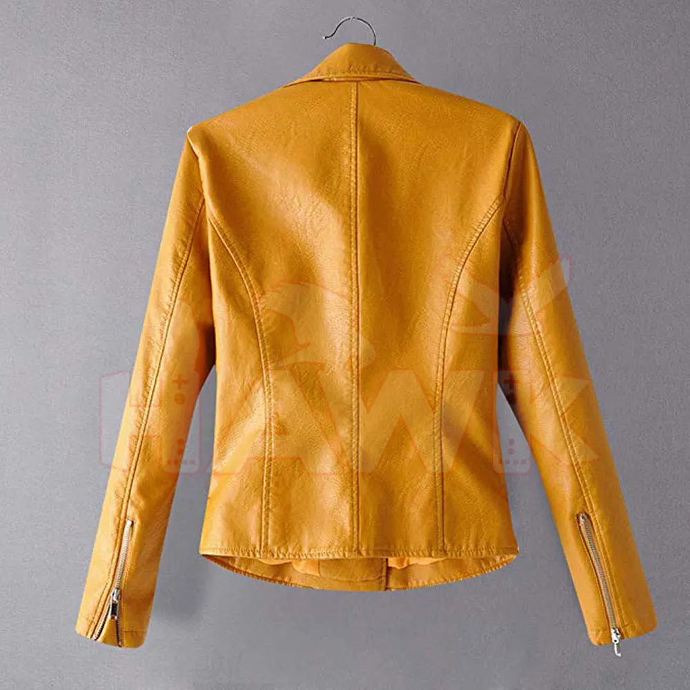 Best Quality Genuine Sheepskin Vegetable tanned Soft Finish Leather Customize Women Biker Jacket