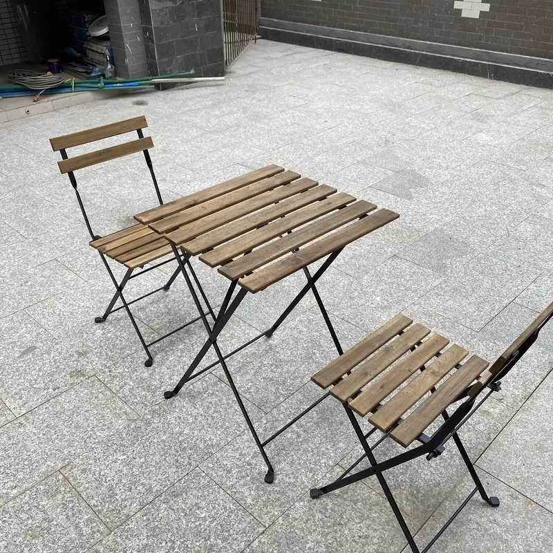 Modern Style Customization Color  Bistro Set Outdoor Acacia Solid Hardwood Table and Chair from Viet Nam factory