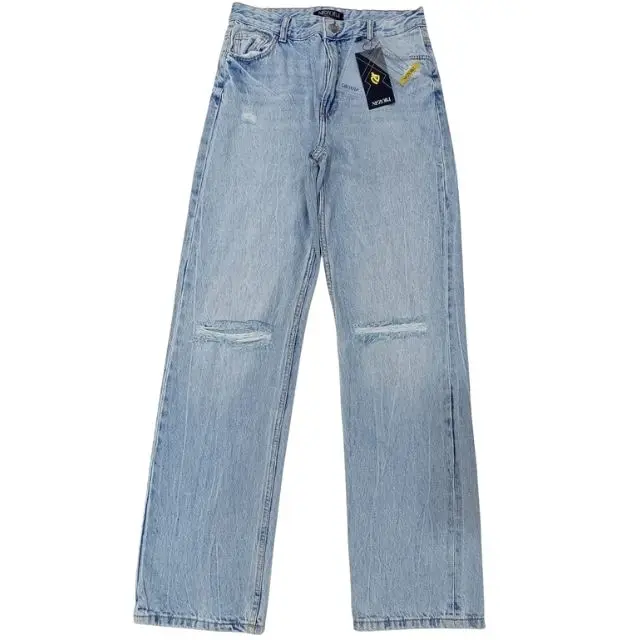 Women Blue Straight Fit light fade mid rise Slash Knee Jeans