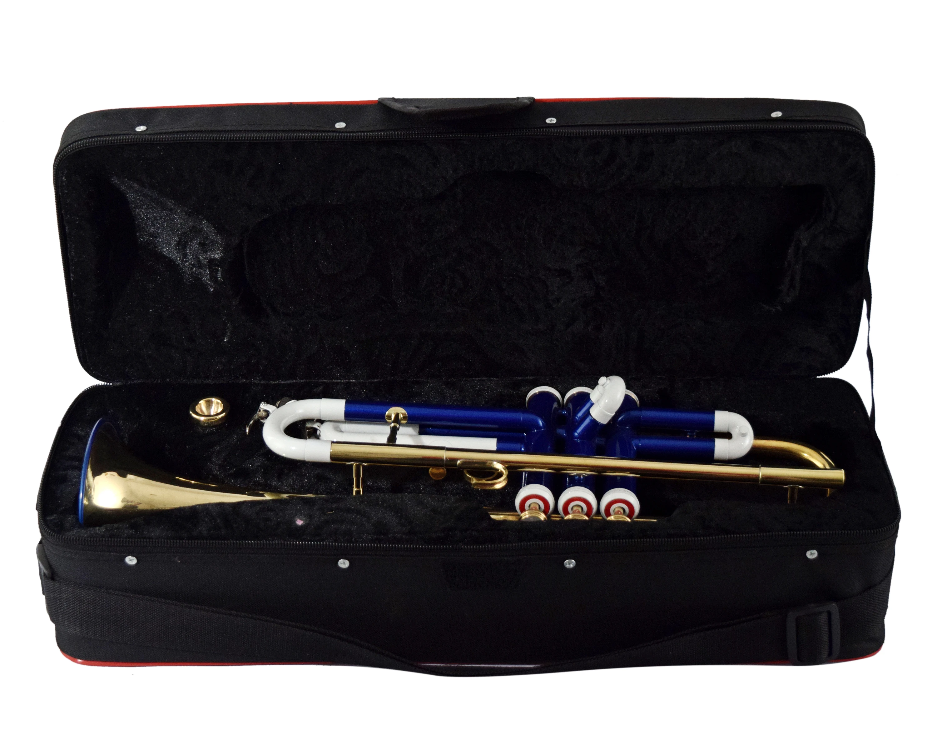 NASIR ALI NEW PROFESSIONAL BB PITCH TRUMPET WHITE BLUE PREMIUM QUALITY WITH INCLUDE HARDCASE AND MOUTH PIECE