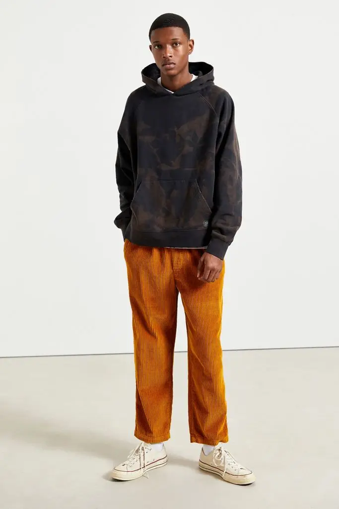  Черные толстовки с принтом мужские рукавом реглан отбеливающие большого размера кенгуру и карманами