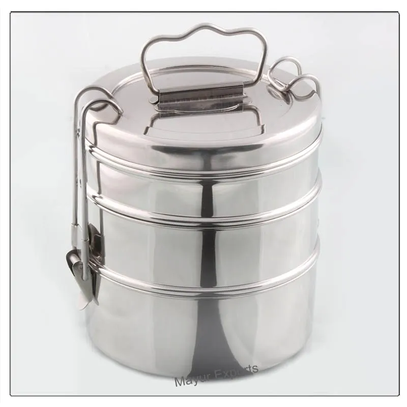 Stainless Steel Lunch Box Metal Tiffin Lunch Box 3 Layers