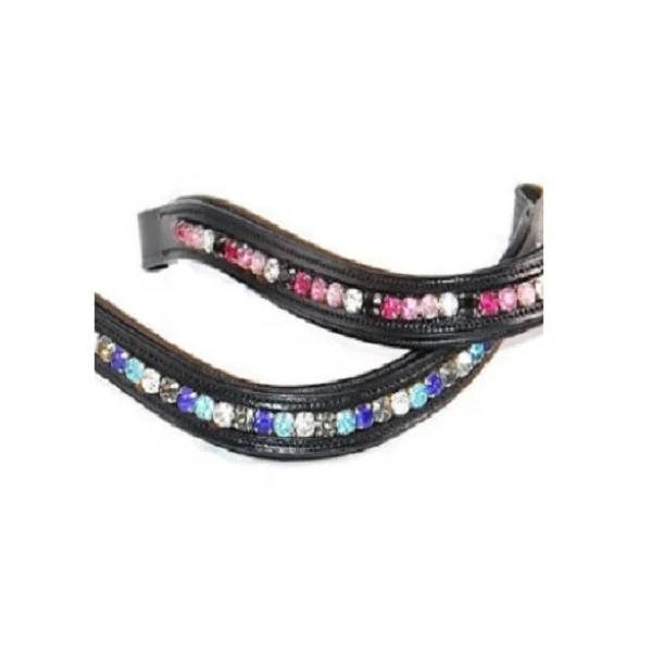 Premium Leather Horse Bridle Bling Brow Band Crystals