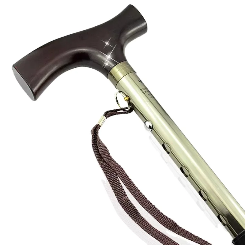 yuwell wooden walking stick portable folding elderly cane with wood handle rubber head designed handle for comfort