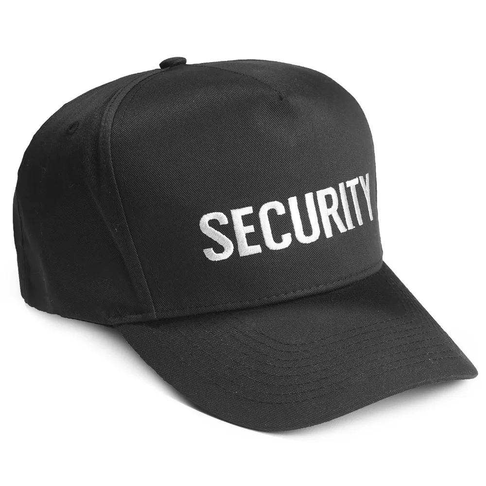 Custom Embroidery Logo Baseball Cap Black Security Hat Plain Security Cap