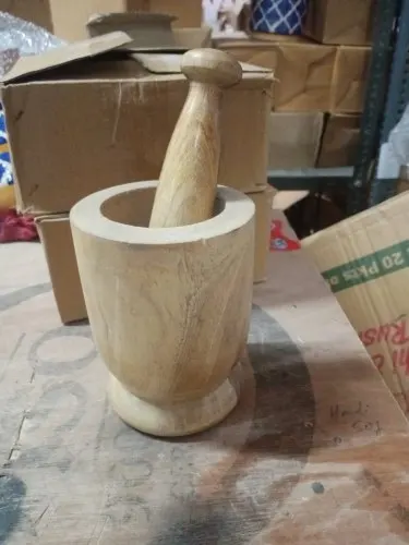 100% Natural Wood Mortar & Pestle Smooth Round Shape and Top Style 14cm Size and 3 Different Size and Rustic Wood Color