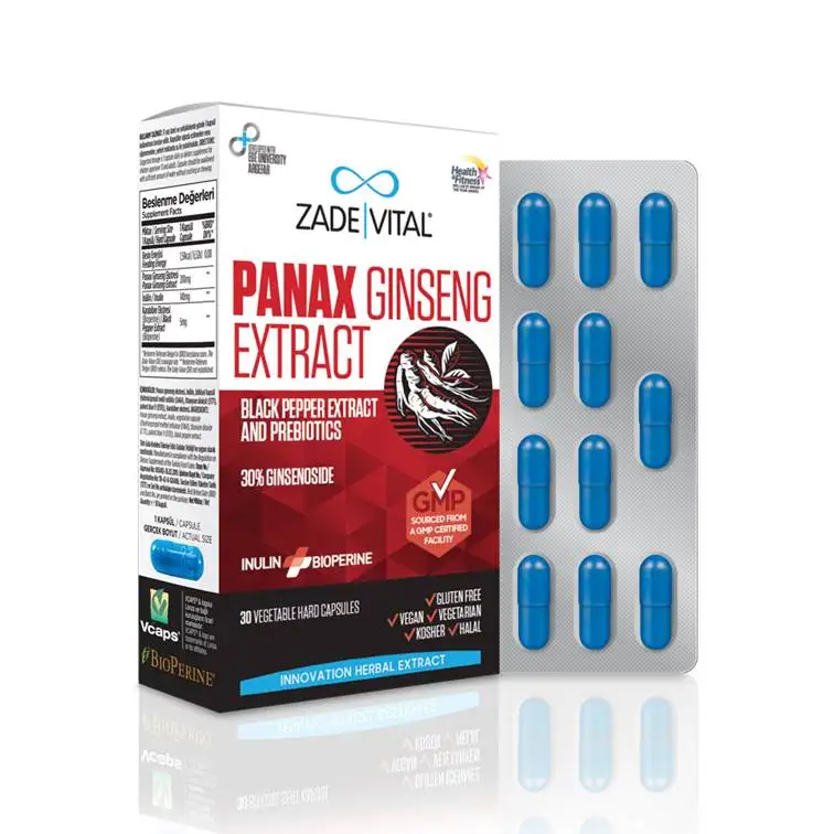 
Zade Vital panax ginseng extract - 30 Vegetarian Hard Capsules 