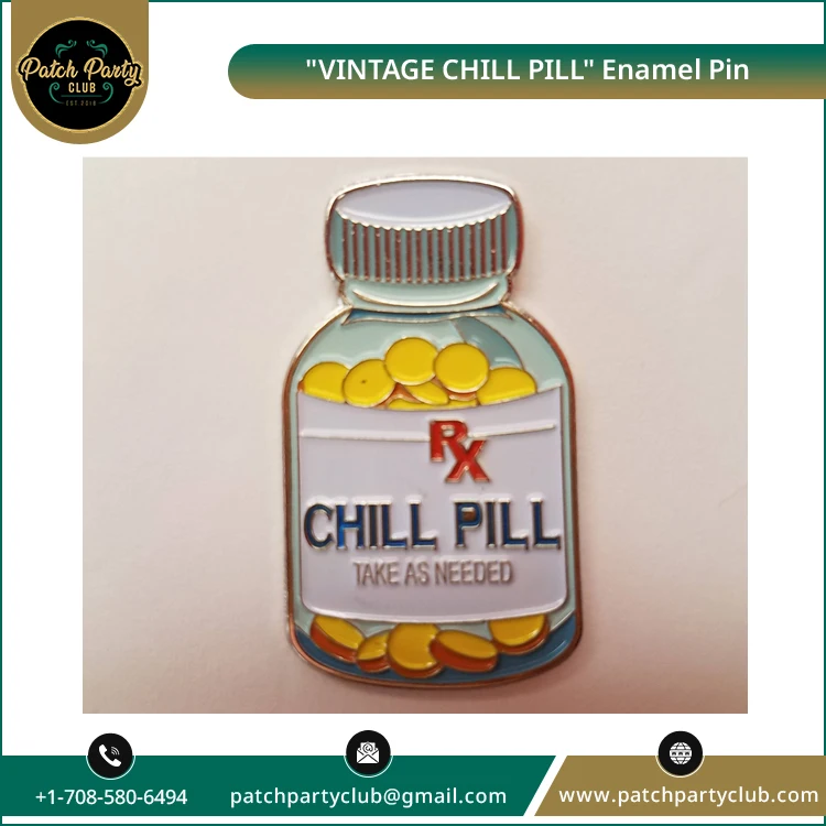 Превосходное качество эмалированная булавка «винтажная таблетка для охлаждения» 1 5 дюйма эксклюзивный дизайн подарки с сознанием общественности