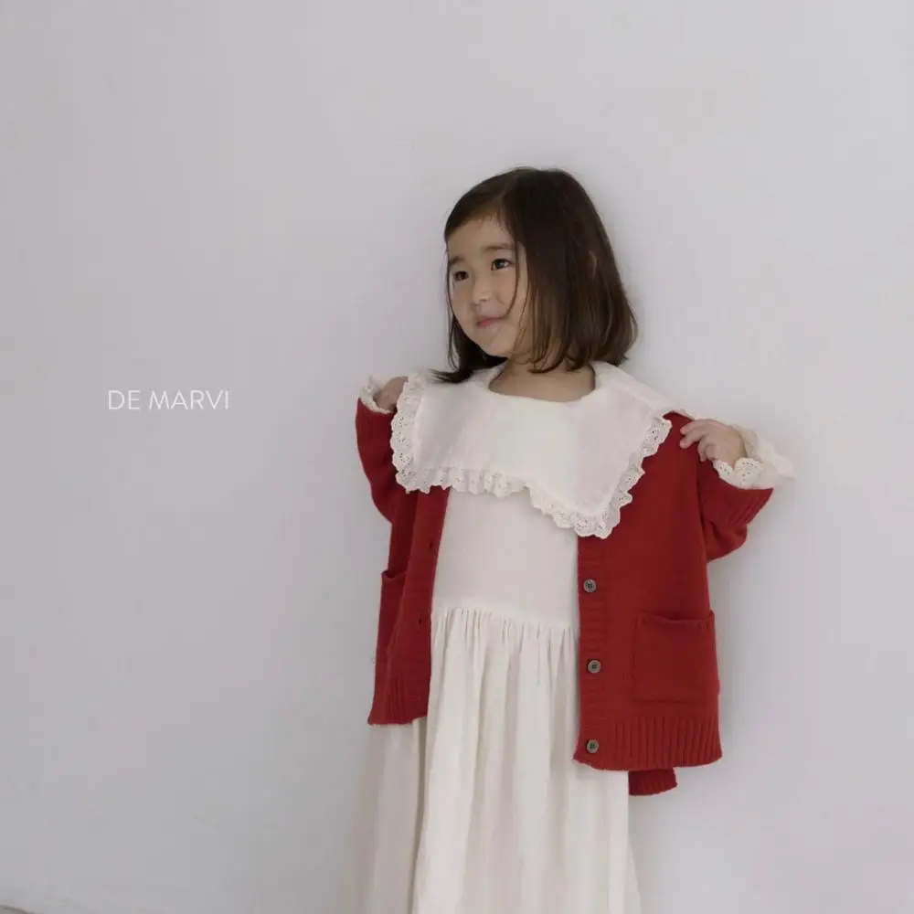 DE MARVI Baby Kids Cashmere Wool Knitted Cardigan Sweater with button Girls boys Clothing OEM Wholesale MADE IN KOREA