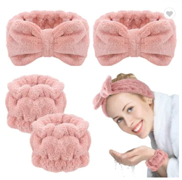 Повязка на голову для спа, наручная повязка, набор для мытья лица для женщин и девушек, предотвращает выпадение жидкостей на руки