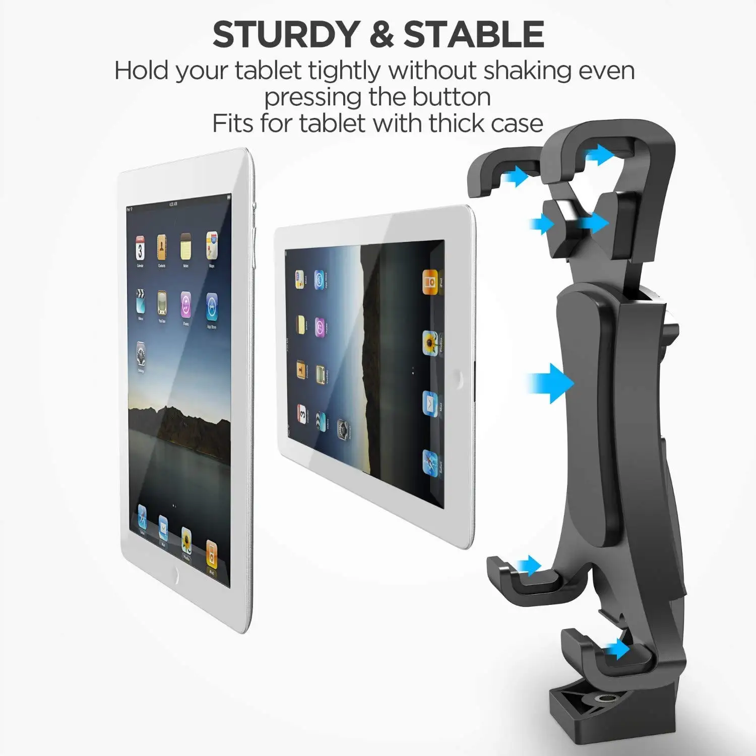 I-Pad Tripod Mount Adapter Universal Tablet Holder Fits pad Air, Mini, Surface, Nexus and Most Tablets, Use on Tripod