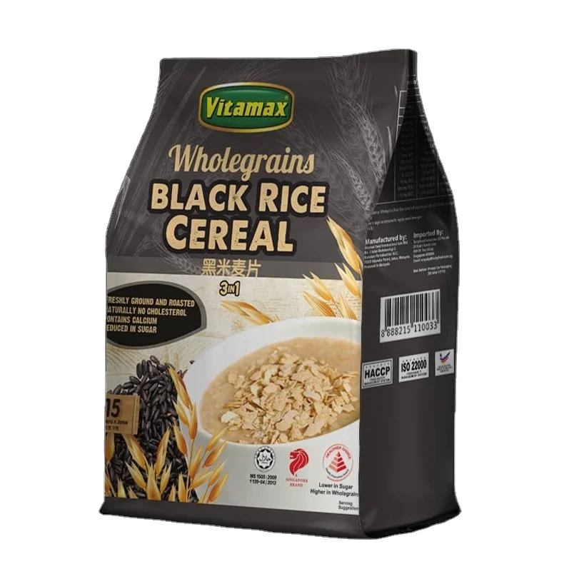 OEM Low-Sodium Low-Fat Ready To Eat Breakfast Smooth Taste Baked Vitamax Instant Wholegrains Black Rice Cereal 30g x 15s x 20p