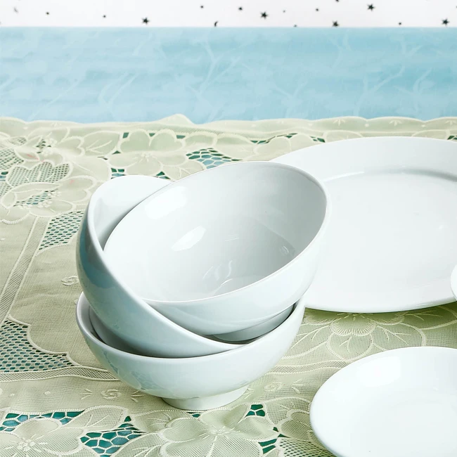 OEM White porcelain bowl set ,Porcelain rice bowls Durable porcelain white round rice bowl hot deal for high quality restaurants