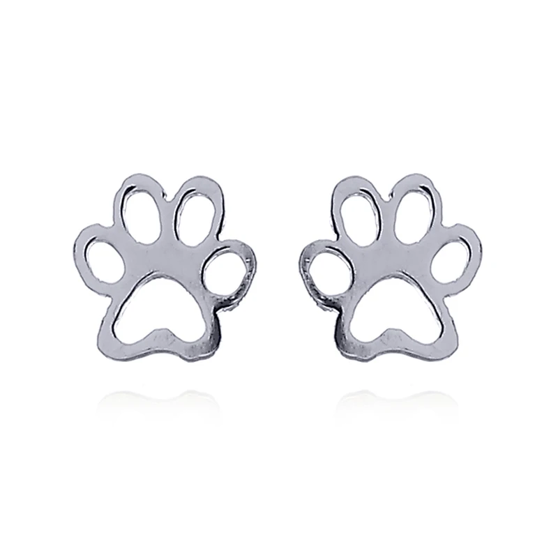 
Puppy Dog Paw Print Silver Stud Earrings 