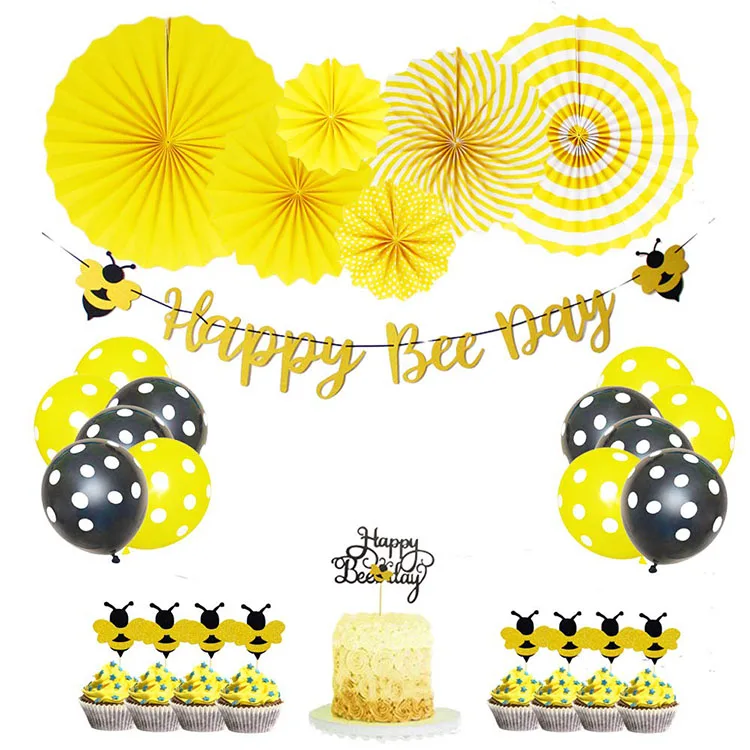 Nicro Happy Bee Day Banner Garland Party Kit Bumble Bee Baby Shower Decoration Supplies Set