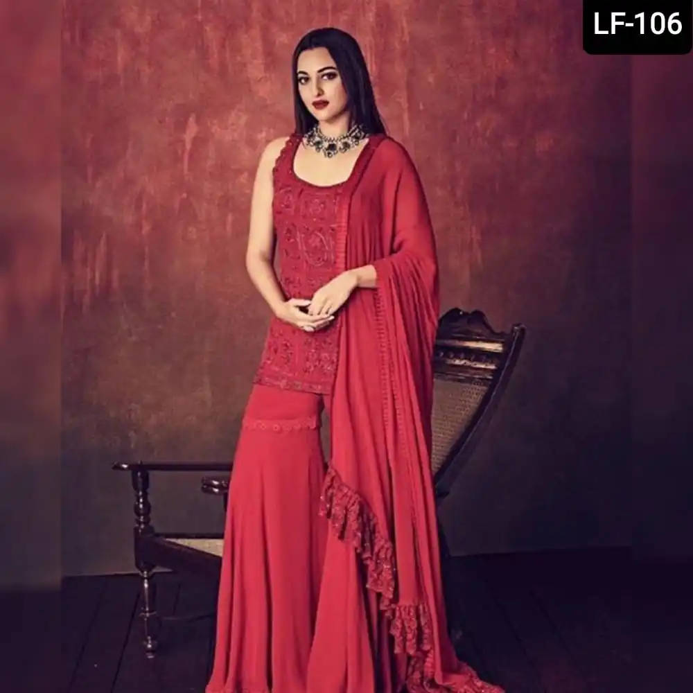 Indian Punjabi Georgette Patiala Suit with Embroidery and Sequence Work Heavy Salwar Suit with Fancy Dupatta for Indian Women