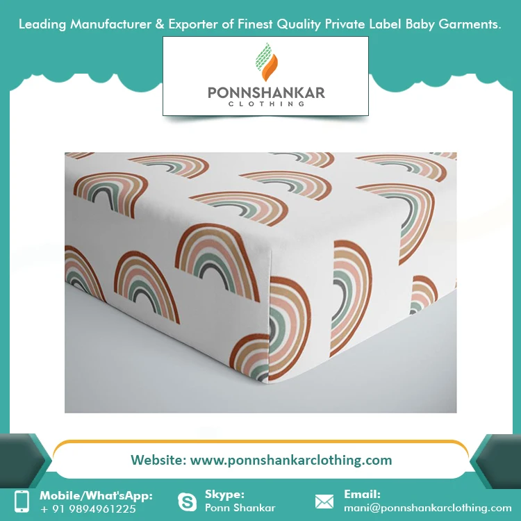 Baby Crib Sheet Lowest Price Bulk Sale New Arrival Design 100% Organic Cotton Baby Crib Sheet