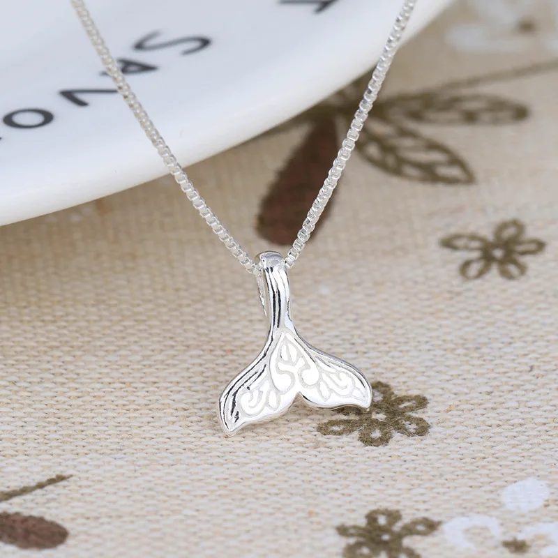 Fashion custom copper brass S925 silver plating mermaid tail pendant necklace seamaid pendant little mermaid necklace for girl