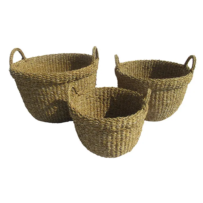 Woven handmade seagrass kitchen storage basket for kitchen room decoration