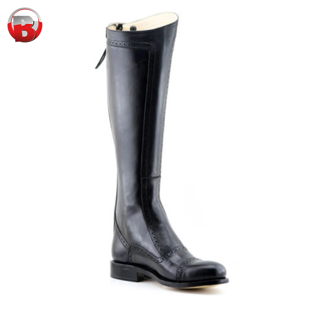 Высококачественные поло черные кожаные сапоги для верховой езды