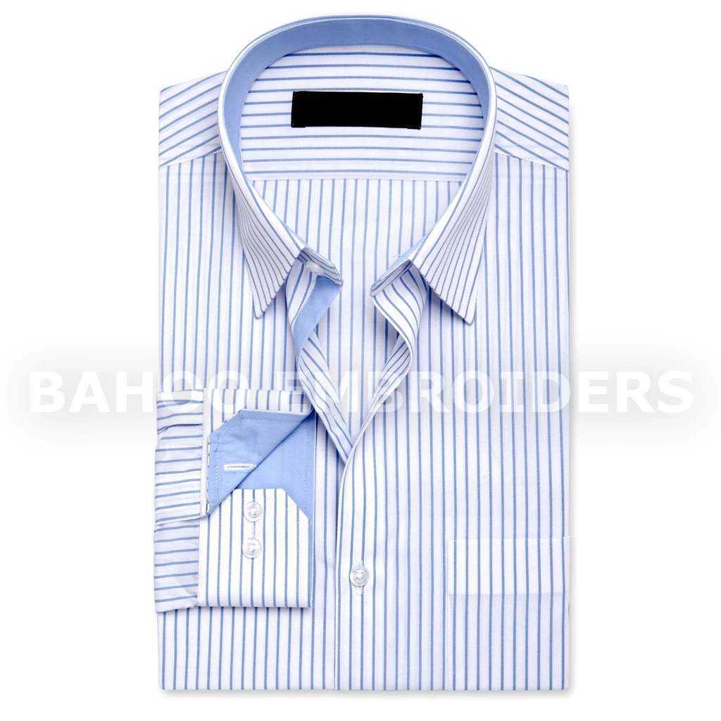 Мужская самодельная рубашка в полоску-белый и синий