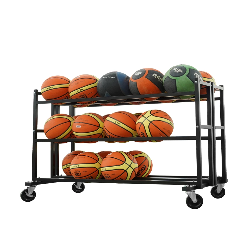 3 Tier 30 Ball metal Rack Basketball Ball Storage Cart