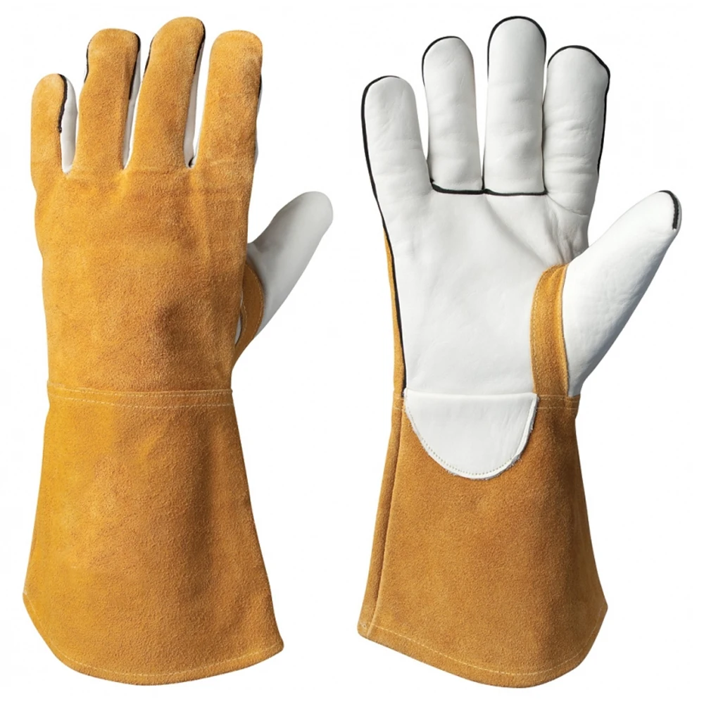 Оптовая продажа, недорогие рабочие перчатки из коровьей и зернистой спилковой кожи, пакистанские механические рабочие перчатки для мужчин, рабочие перчатки для строительства