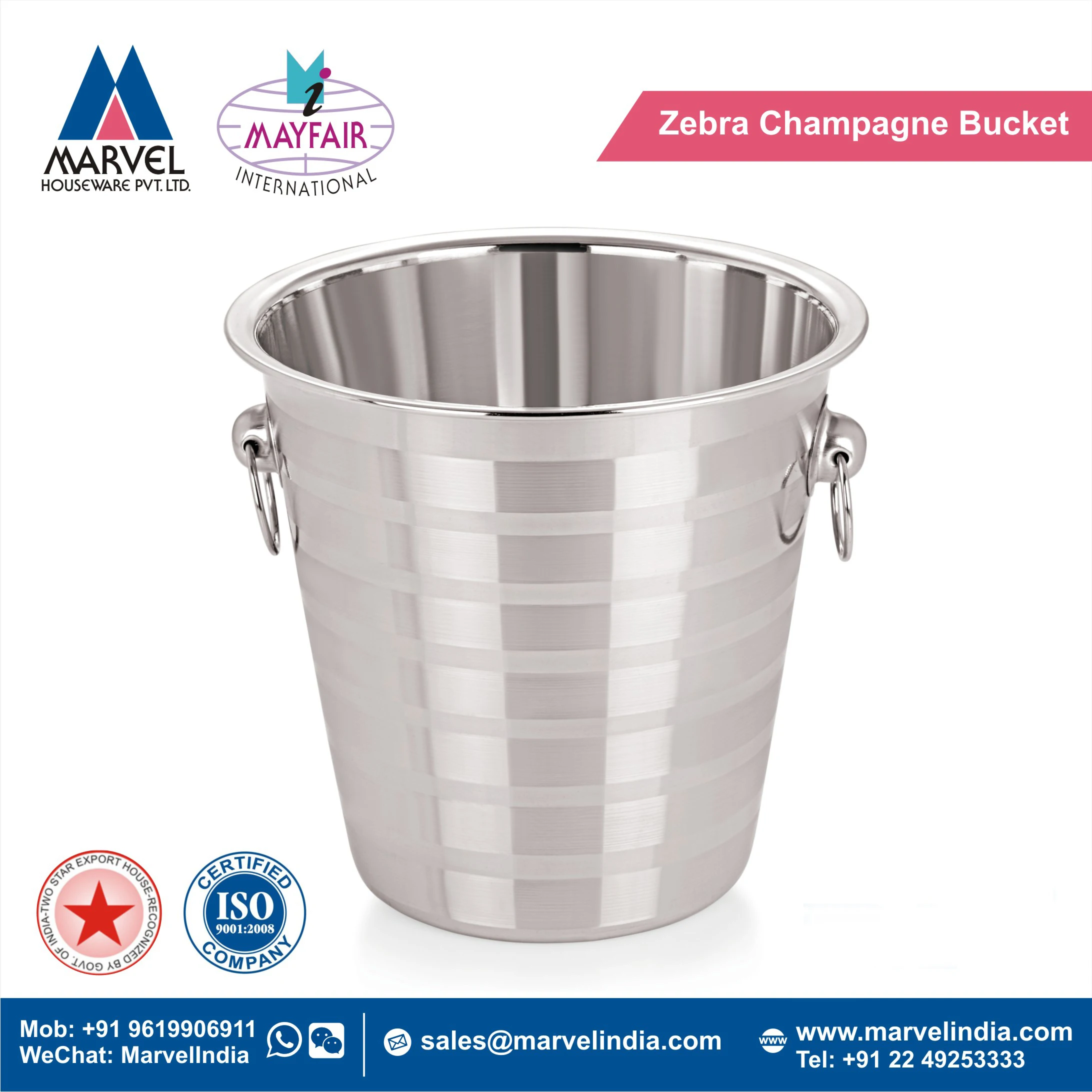 Factory Manufacture Wholesale Price High Quality Stainless Steel Wine Beer Bucket With 5 Rings