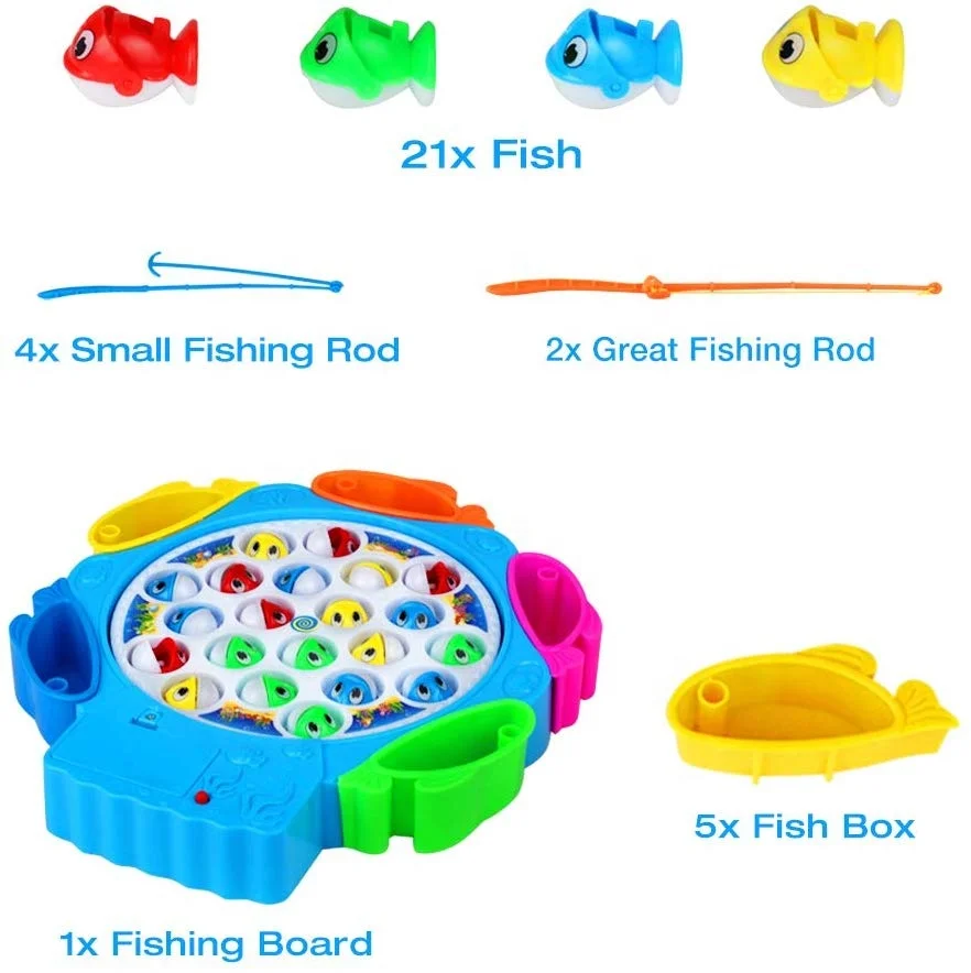 Music Glowing Plastic Magnetic Fishing Toy Set Fishing Rod Model Play Fishing Games Outdoor Toys