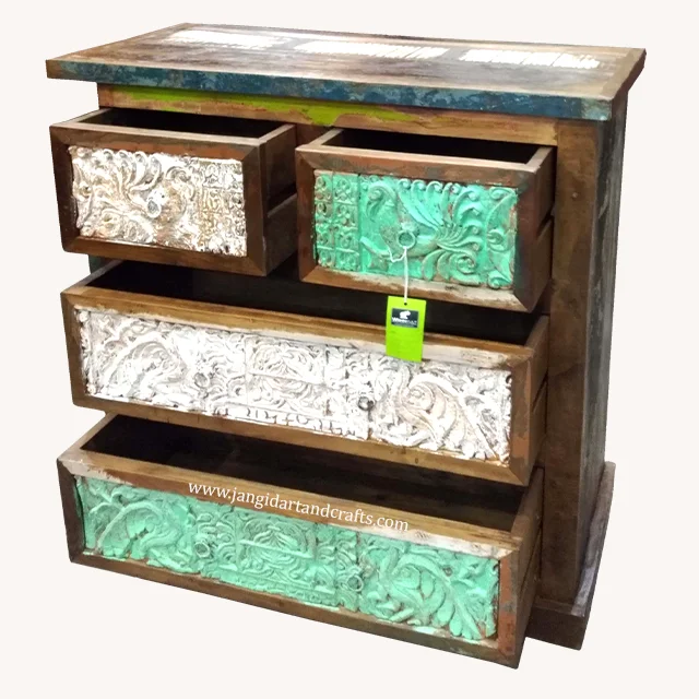 Indian factory manufactured reclaimed boat wood classic retro distinctive display chest of drawer cabinet wholesaler