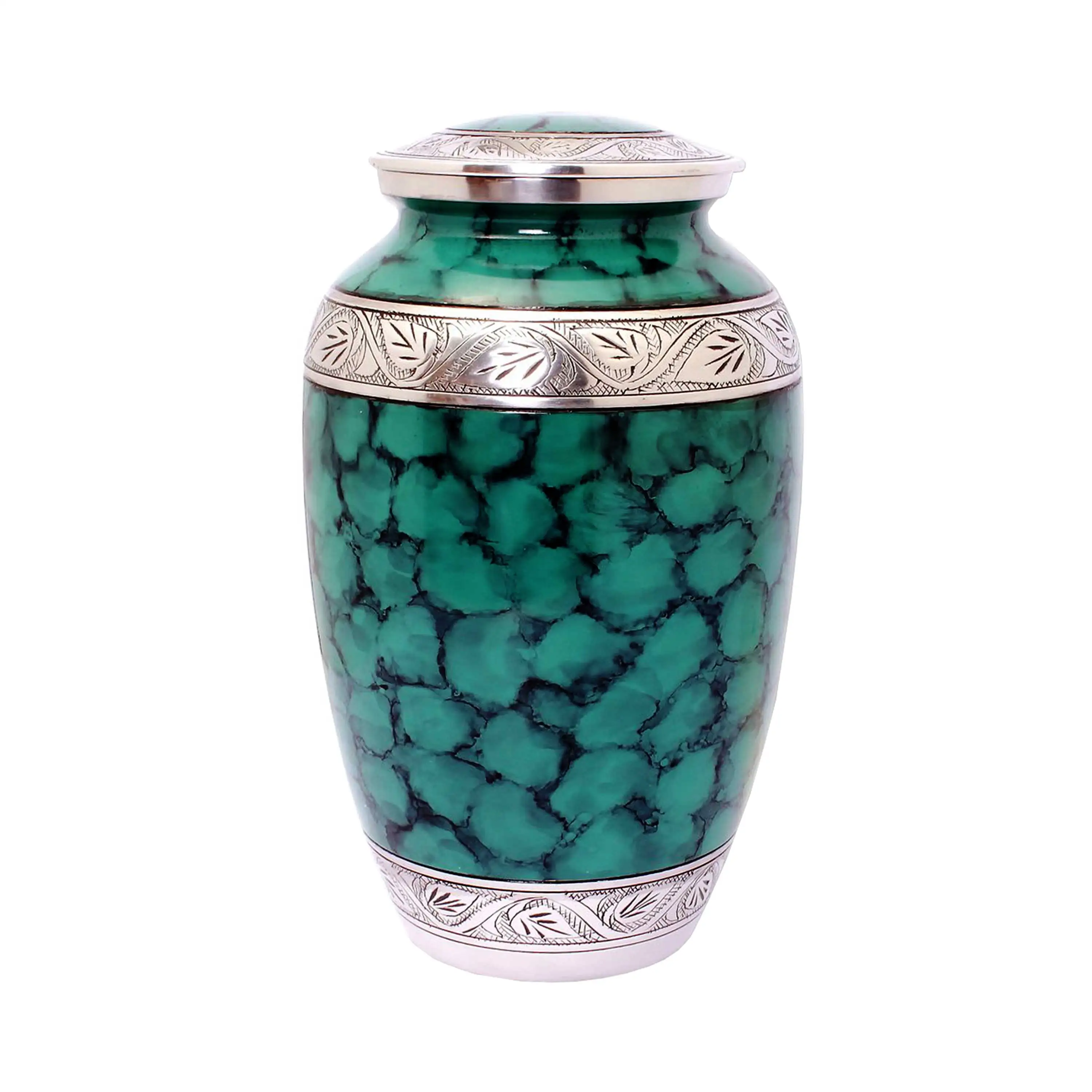 Light Teal Clouds Floral Engraved Classic Urn Hot Selling Beautiful Shimmering Charcoal Urn Great Quality Handicraft at Best Who
