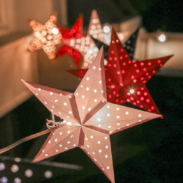 Подвесная Бумажная гирлянда со звездами ручной работы, украшение для вечеринки