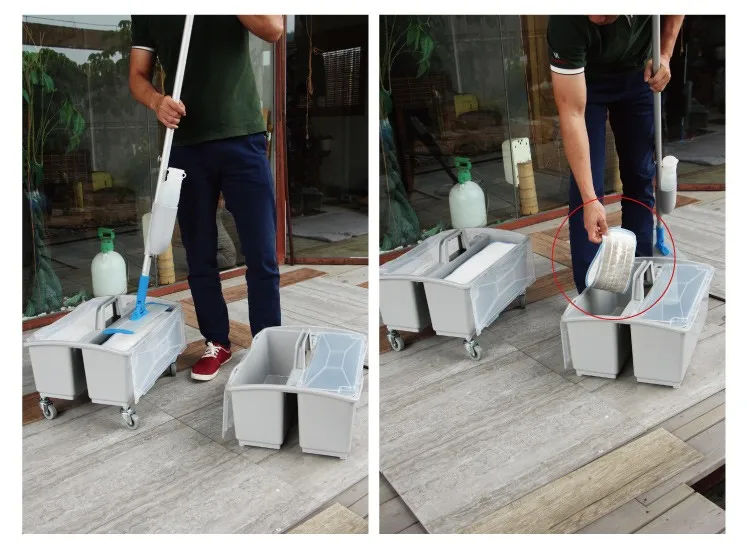 
Factory Useful Plastic 1 Layer Flat Mopping Storage Bucket Cleaning Housekeeping Maid Janitor Trolley 