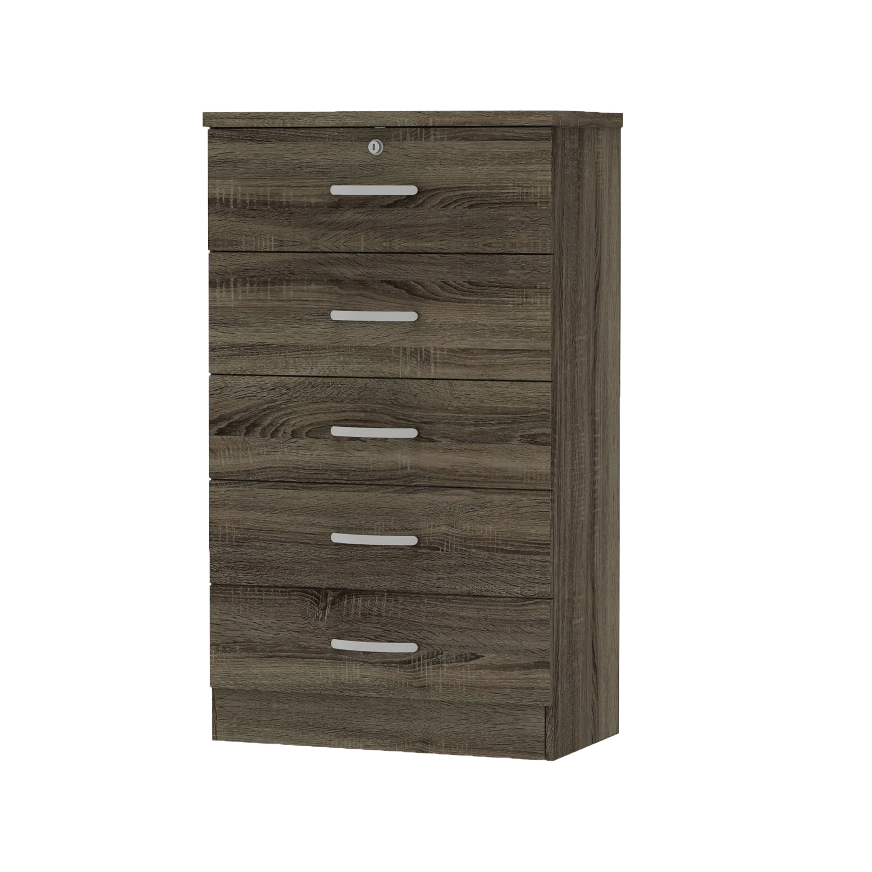 5-Drawer Chest of Drawers for Bedroom Living Room Kids Made in Malaysia Wood Top Cabinet With Lock