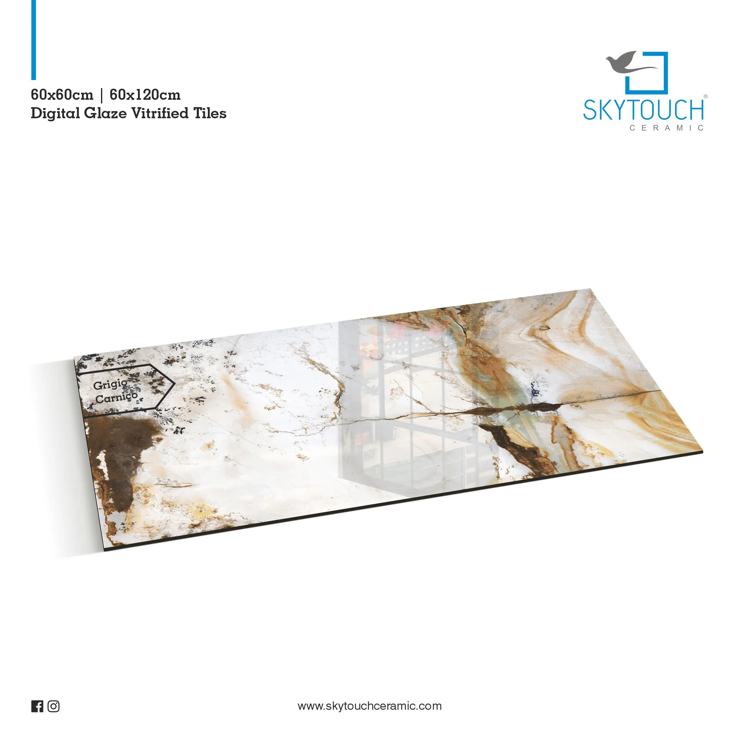 10mm Exquisite Granite and Marble Look Wall Tiles Floor Porcelain  Polished Tiles Non Slip Outdoor Floor Tiles