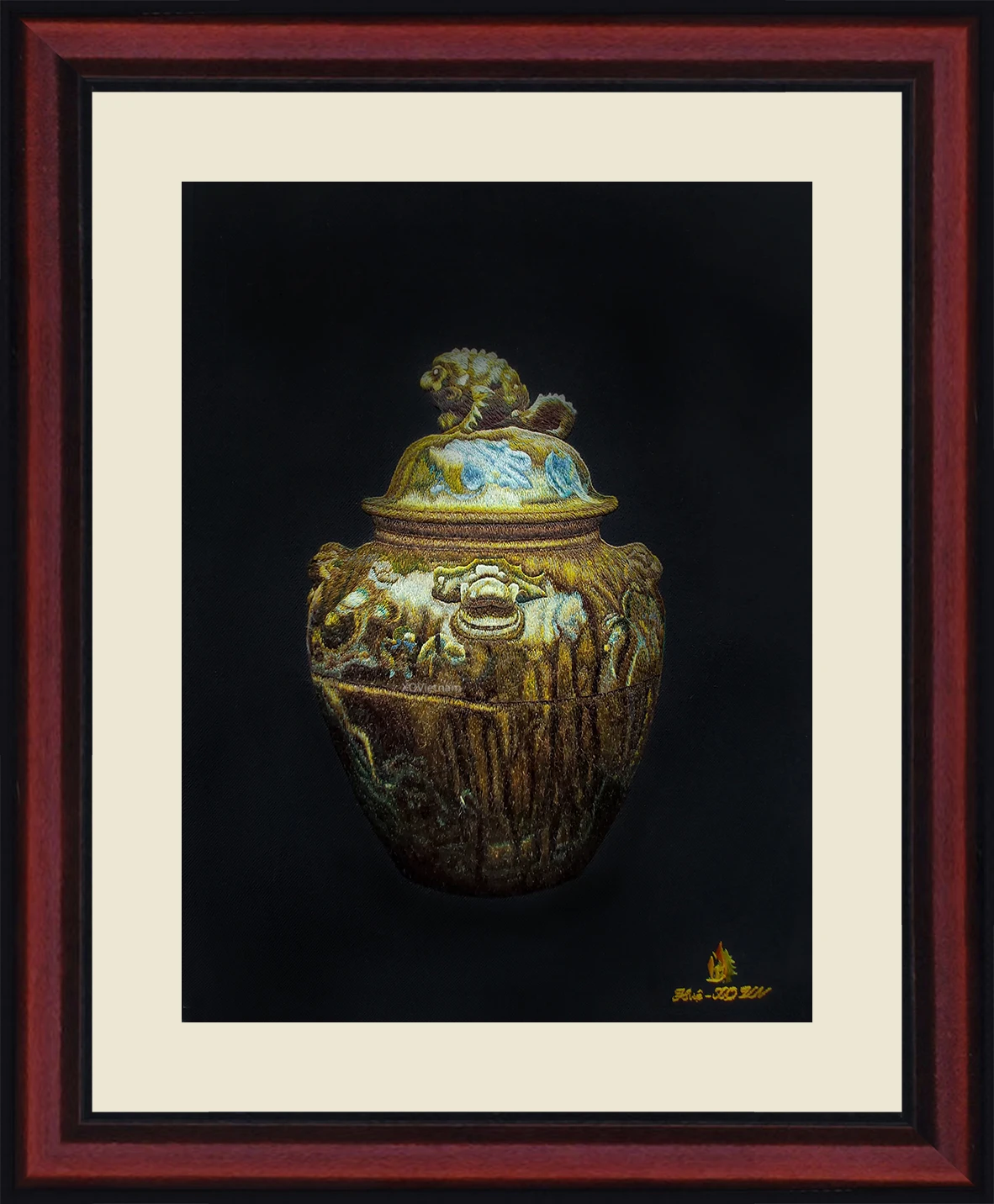 Traditional Style The Antique Jar 21 Still Life Hand Embroidery Paintings on Thread Silk Cotton