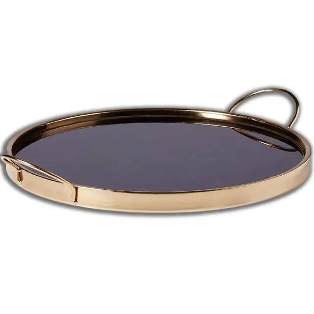 High quality Brass Metal Serving Trays Latest Luxury Tableware Hot Selling Serving Trays Metal For Home Decor Food Serving Trays