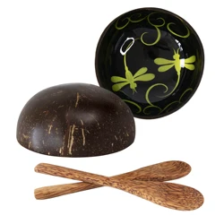 Biodegradable Natural Coconut Bowl and Wooden Spoon - Coconut Shell Bowl Handmade In Vietnam - Salad, Dessert and Smoothie Bowls