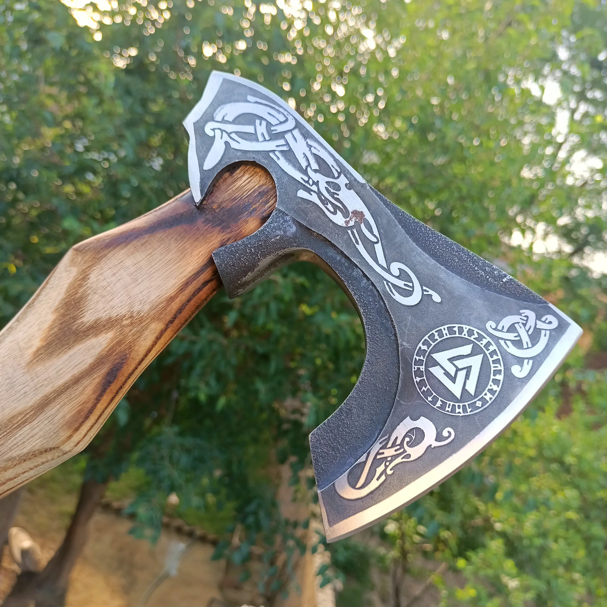 Топор викингов из углеродистой стали ручной работы на заказ топор с медью для выживания природе деревянной ручкой оптовая продажа подарок