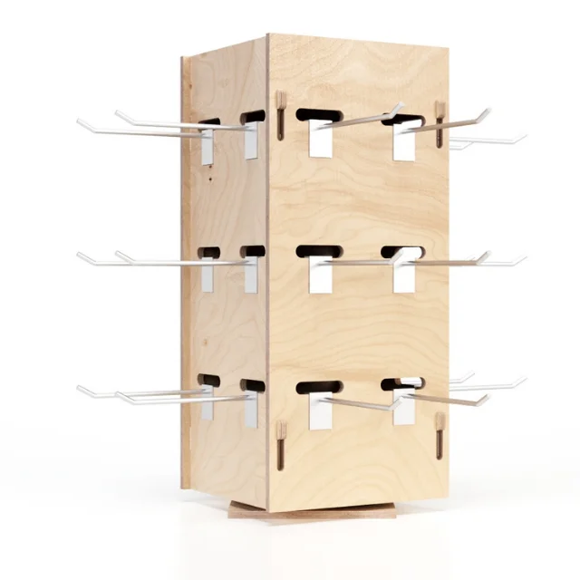 Premium Sales Italian Customized Wheels Wooden Rotating Counter Display For Retail Shops