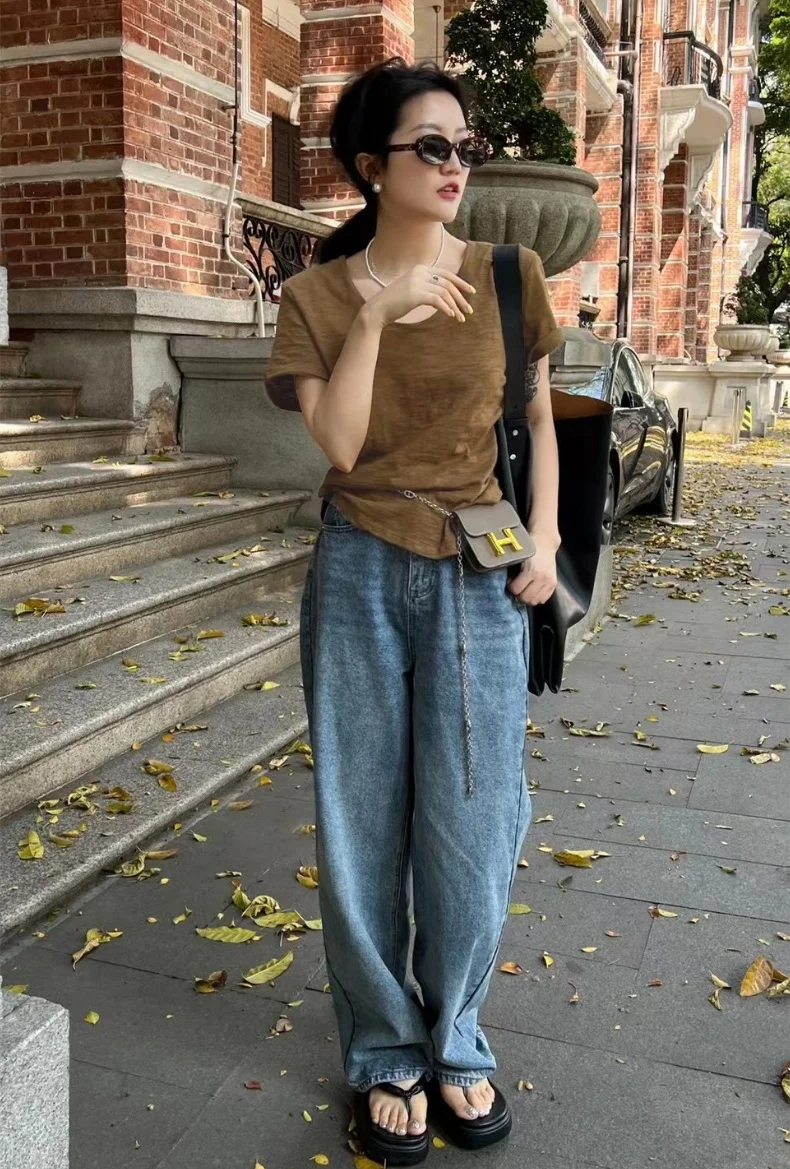 Breathable summer casual lightweight blank 55% hemp 45% organic cotton women t shirt