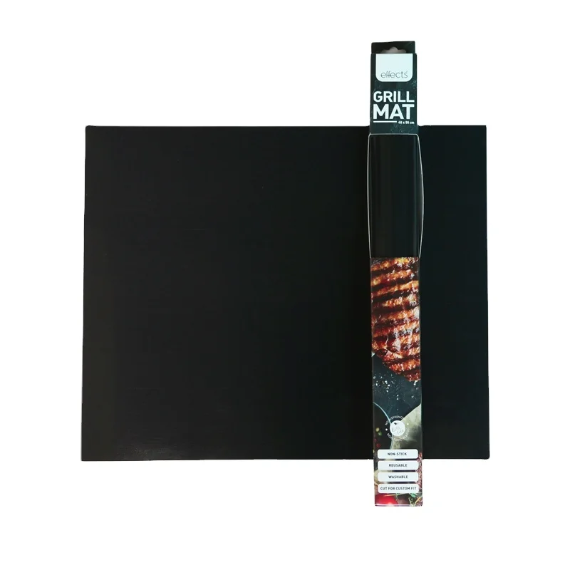 Hot Sale 33cm*40cm 0.2mmthickness Black Non Stick Heat Resistant BBQ Mat Bbq Accessories Grill Mat