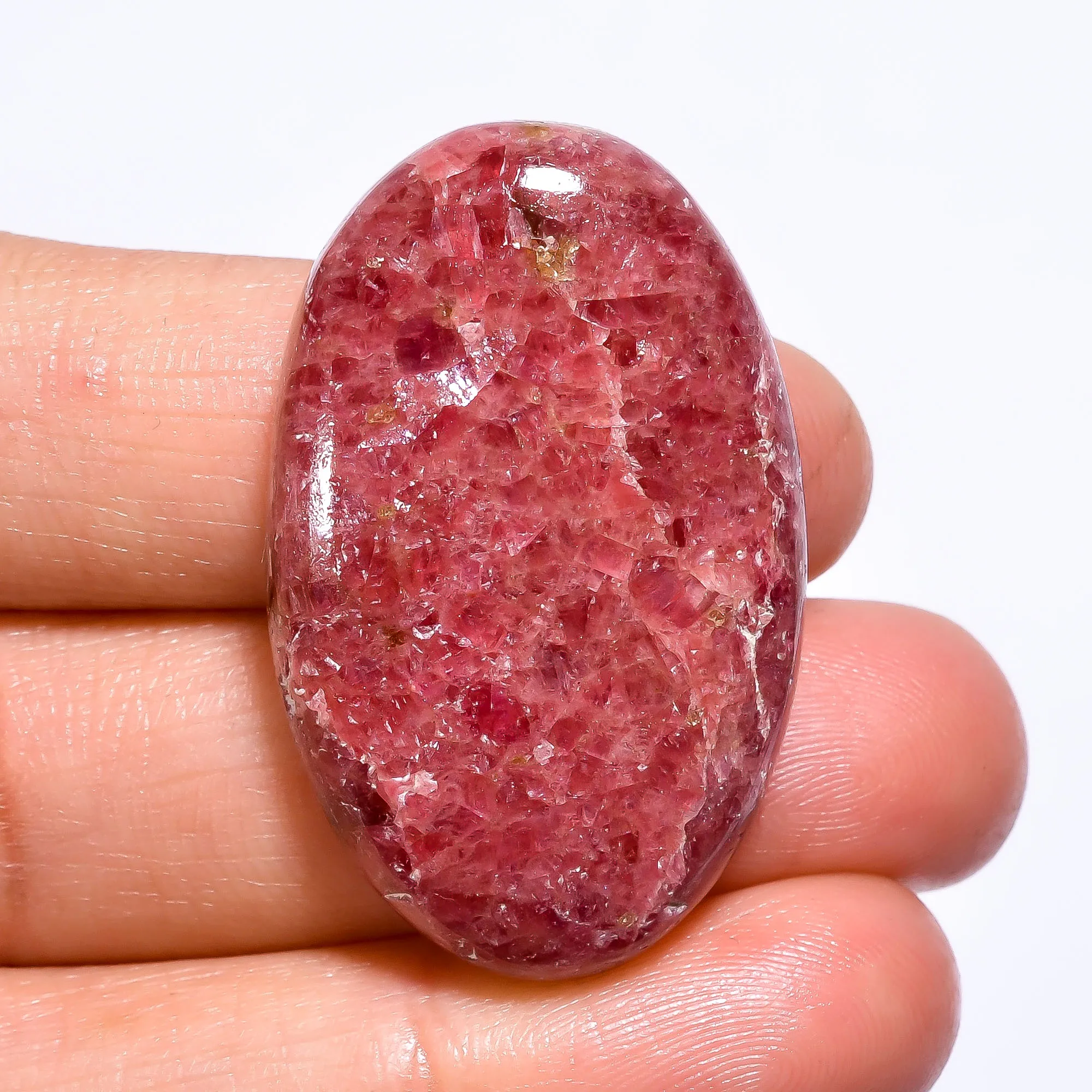 Ослепительный высококачественный 100% натуральный Родонит овальной формы кабошон свободный драгоценный камень для изготовления ювелирных изделий 67 Ct. 36x23x7 мм