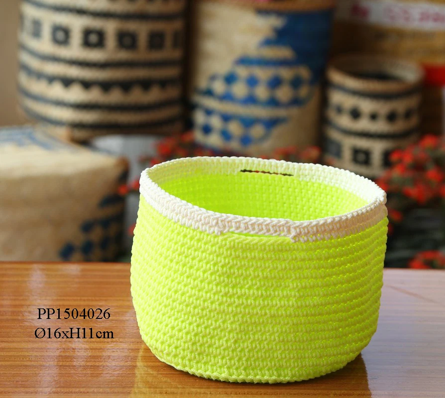 Wool Polypropylene Yarn Crochet Handmade Storage basket From Vietnam Yarns Knitting Crochet Hand For Decoration